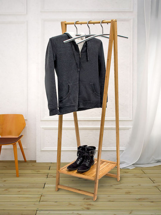 Relaxdays Floor Garment Rack made of Bamboo Beige 158.5x51cm