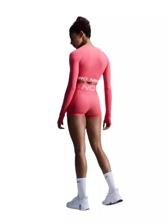 Nike Pro 365 Women's Athletic Crop Top Long Sleeve Dri-Fit Aster