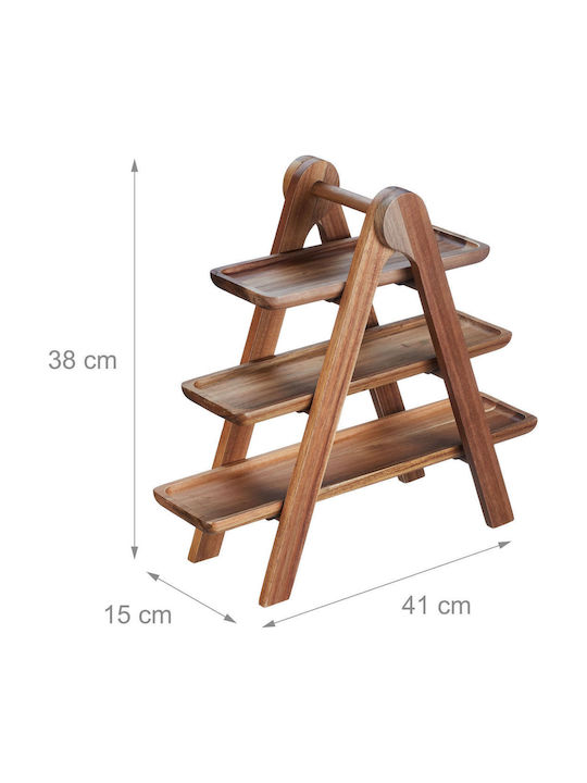 Relaxdays Lemn Platou pentru aperitive Maro Ø15xY15cm L38xl41xH15cm 1buc