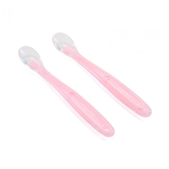 U-Grow Set pentru bebeluși cu Linguri din Silicon pentru 6+ luni Roz 2buc