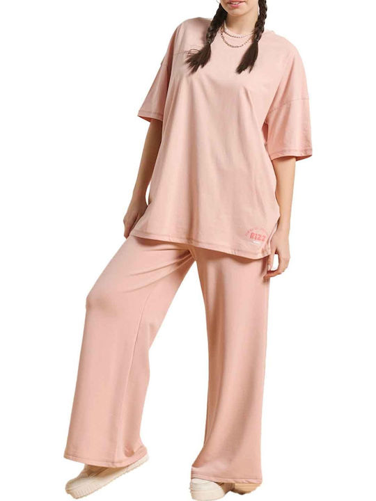 Γυναικείο Αθλητικό Oversized T-shirt Ροζ