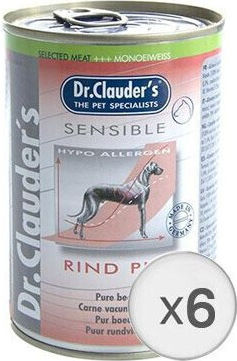 Dr.Clauders Υγρή Τροφή Σκύλων με Κρέας και Βοδινό 6x400gr