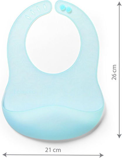 Babyono Waterproof Silicone Baby Bib with Button and Pocket Blue for 6 Months+
