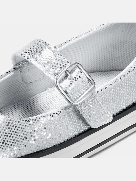 Kids Ballerinas Dainty Mary Jane with Adjustable Metal Clasp Gray