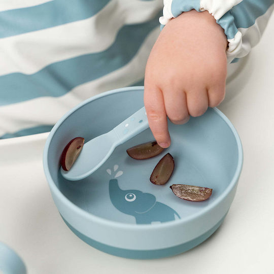 Done by Deer Baby Cutlery Set Happy Dots made of Plastic Blue 3pcs