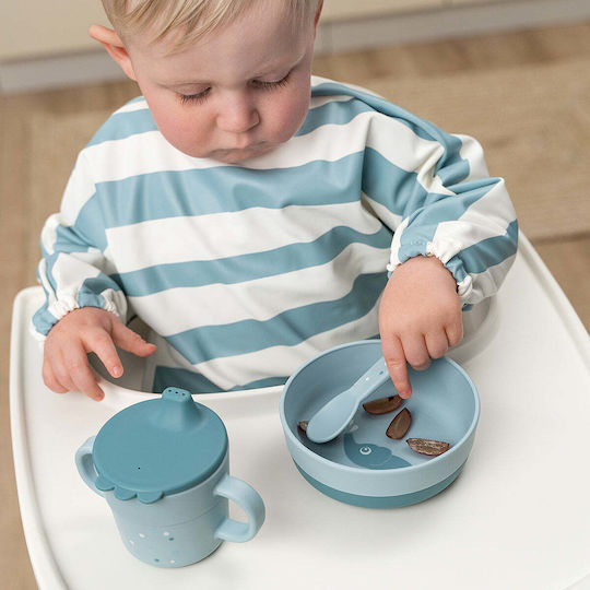 Done by Deer Baby Cutlery Set Happy Dots made of Plastic Blue 3pcs