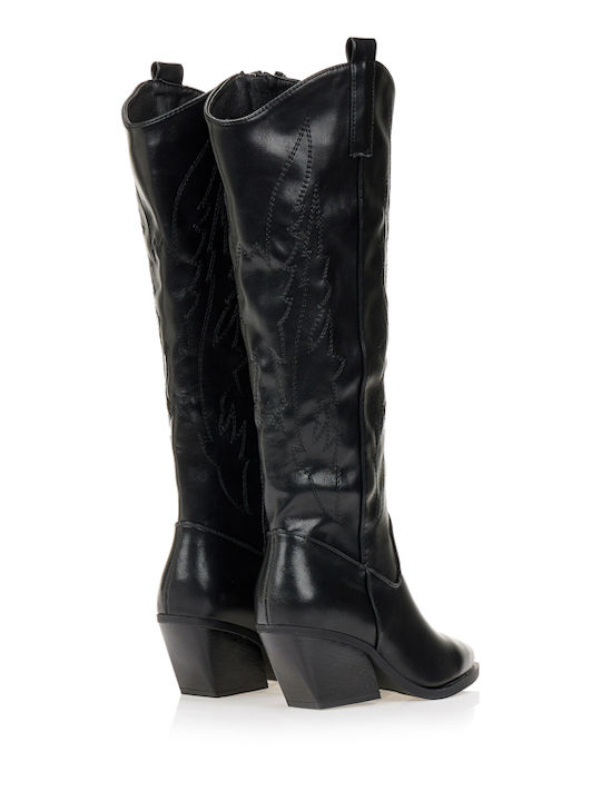 Cizme dama Cowboy cu toc mediu Negre