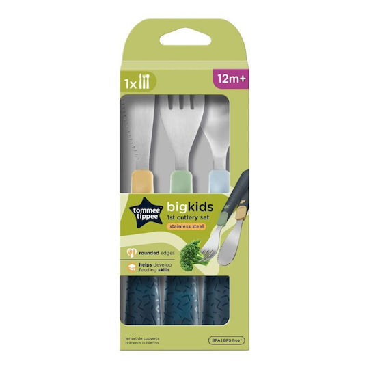 Tommee Tippee Set Tacâmuri pentru bebeluși din Metal pentru 12+ luni Albastru 3buc