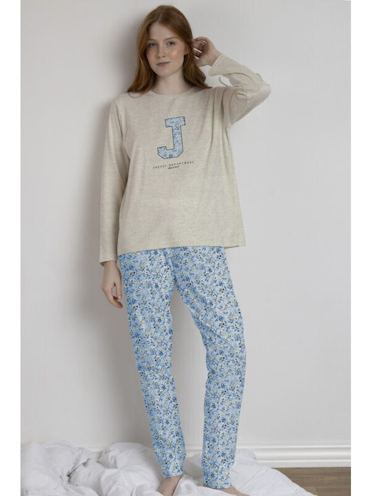 Admas Winter Damen Pyjama-Set Beige