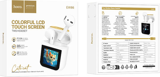 Hoco EW86 Cat Earbud Bluetooth Handsfree Earphones with Charging Case White