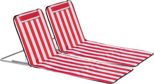 Outsunny Foldable Steel Beach Sunbeds Red with Pillow 2pcs