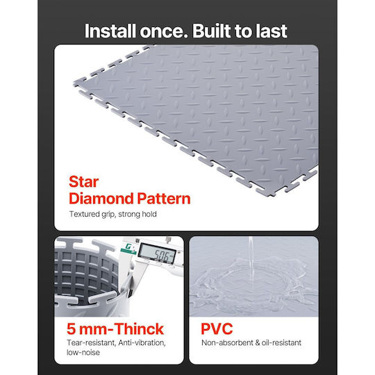 Vevor PVC Garden Decking Board 51.3x51.3cm 16pcs