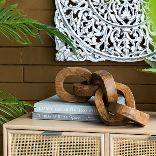 Artekko Woody Διακοσμητικές Αλυσίδες Ξύλο Teak Φυσική Απόχρωση 20x20x25 Cm 2pcs