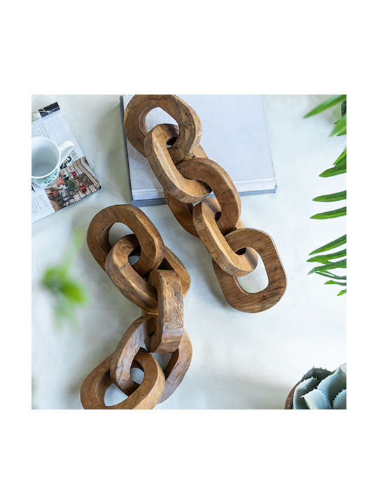 Artekko Woody Decorative Chains Wooden Teak Natural Shade 20x20x25 Cm 2 Pieces