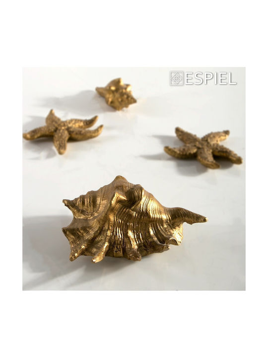 Decorative Tabletop Seashell Polyresin Gold Espiel 14x10x6cm Mt2725k2 Set 2 Pieces Material Polyresin Gold Espiel Mt2725k2