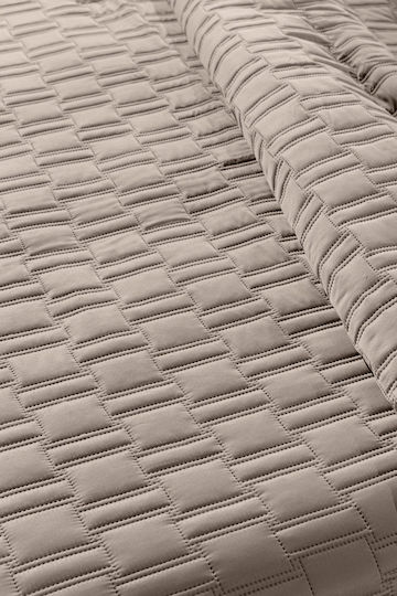 Guy Laroche Brick Set Coverlet Queen Size Microsatin Taupe 250x240cm 2pcs