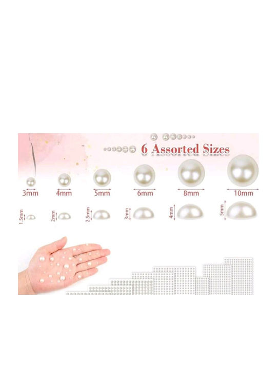 Card Stickers White Pearls Hairstyle Size 8mm 150 Pieces