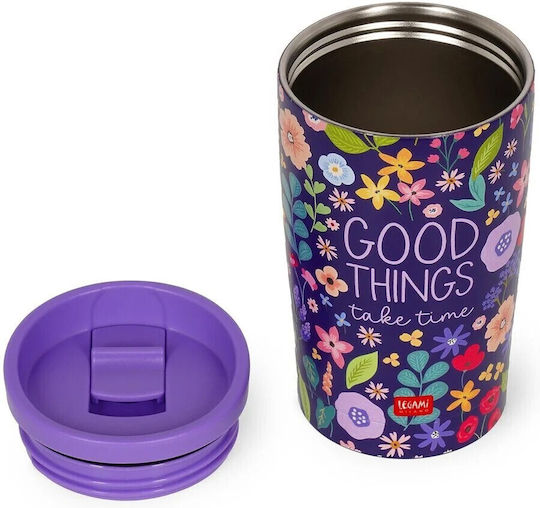 Legami Milano Hot+cold Glass Thermos Stainless Steel 275ml Flower