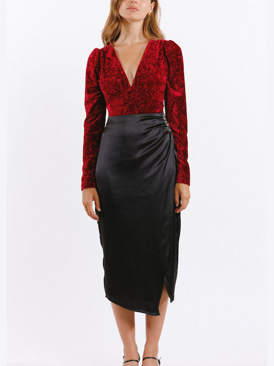 Satin High-waisted Skirt Black