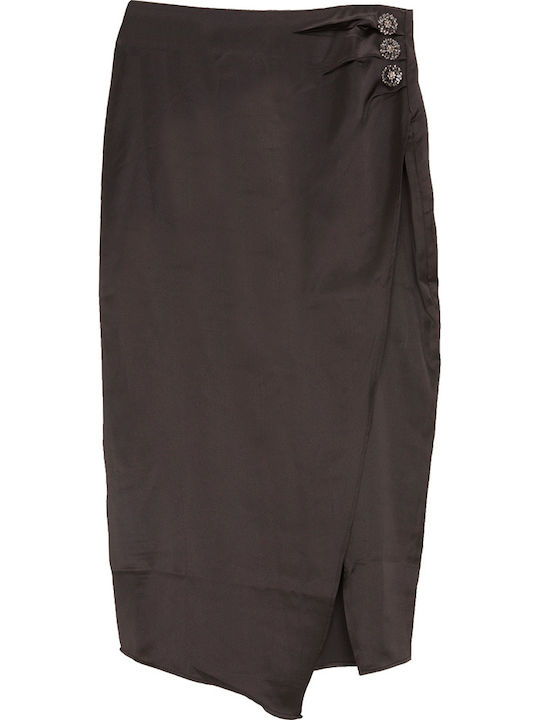 Satin High-waisted Skirt Black