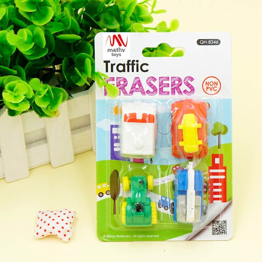 QiHao Σετ Γόμες για Μολύβι Traffic (Διάφορα Σχέδια/Χρώματα) 4τμχ