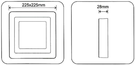 Vertieftes LED-Panels 18W 22,5x22,5cm 2 Stück Vertieftes LED-Panels 18W 22,5x22,5cm 2 Stück