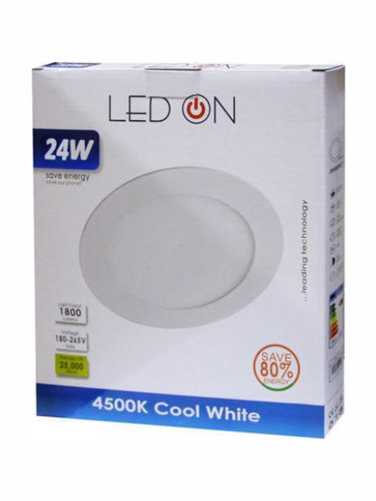 Downlight Rund Vertieft LED Panel 24W mit Natürliches Weiß Licht 4500K
