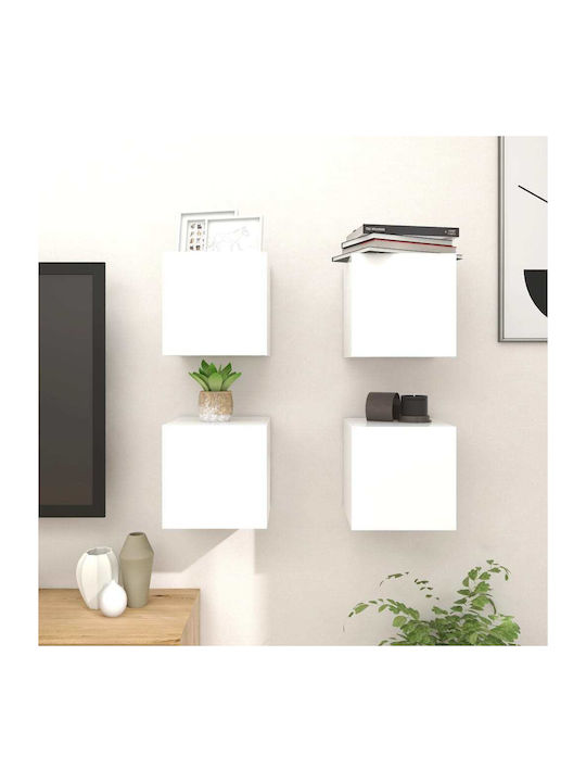Wand Wohnzimmer Vitrine aus Spanplatte Weiß 30.5x30x30cm