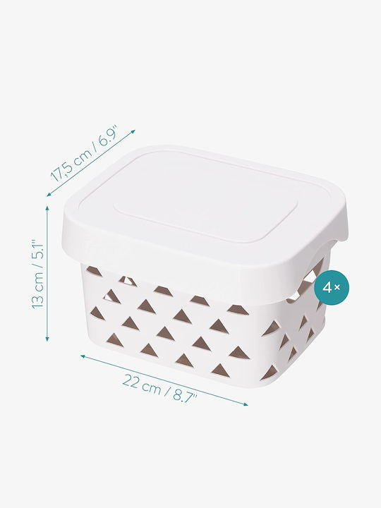 Navaris Plastic Storage Box with Lid Gray 22x17.5x13cm 4pcs