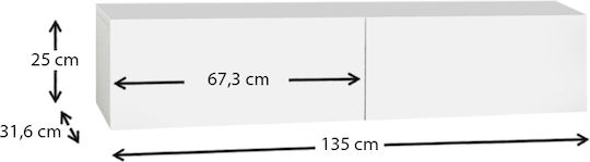 Έπιπλο Τηλεόρασης Aristo με Φωτισμό LED Λευκό Μ135xΠ31.6xΥ25cm