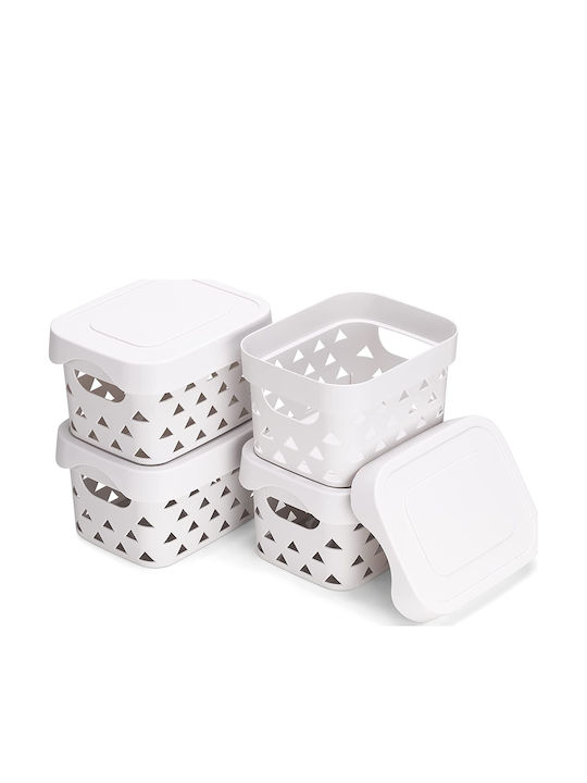 Navaris Plastic Storage Box with Lid Gray 22x17.5x13cm 4pcs
