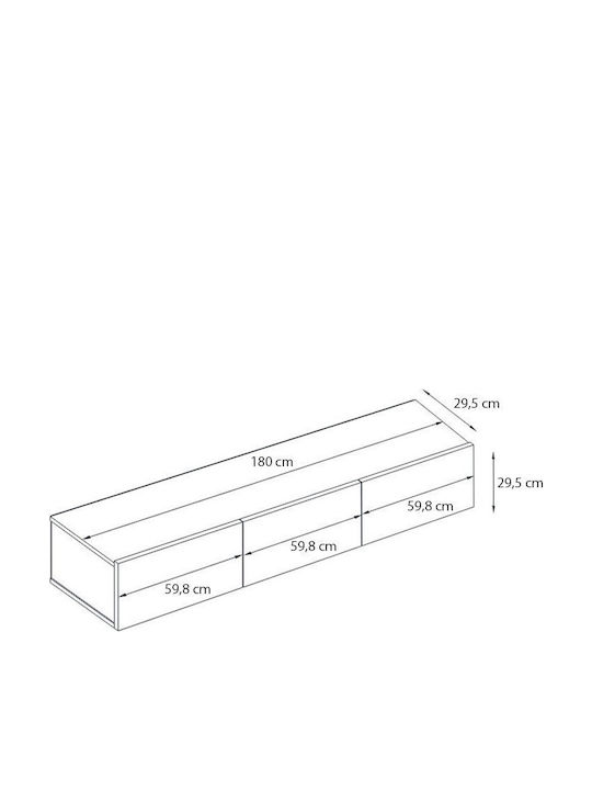 TV Stand Damla with LED Lighting Black Marble Effect L180xD29.5xH29.5cm