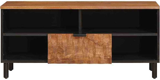 TV Stand Made of Metal and Solid Oak Wood Brown Finish M100xDepth33.5xHeight46cm