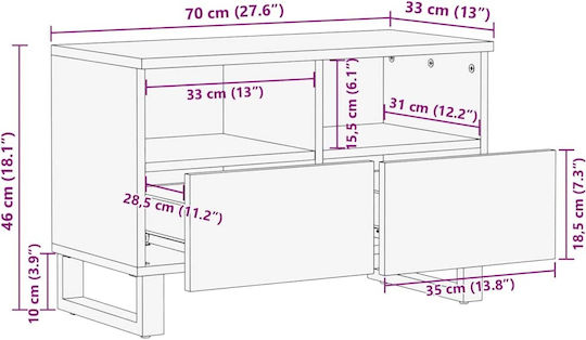 Έπιπλο Τηλεόρασης Καφέ Μ70xΠ33.5xΥ46cm