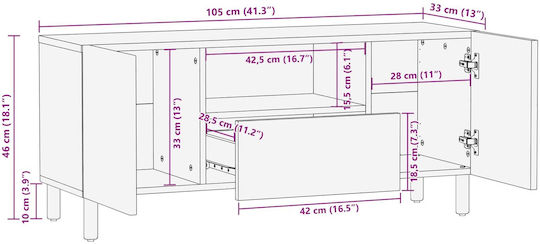 TV Stand White 105x33.5x46cm