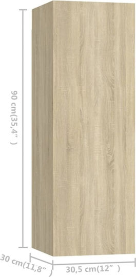Wall Living Room Cabinet made of Particle Board Sonoma 80x30x30cm