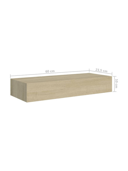 Ράφια Τοίχου Δρυς 2τμχ (2τμχ) 60x23.5x10εκ.