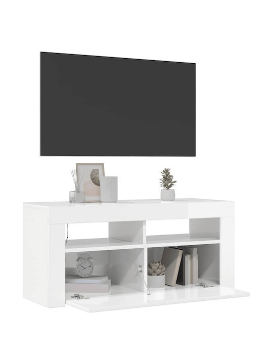TV-Ständer mit LED-Beleuchtung Weiß M90xT35xH40cm