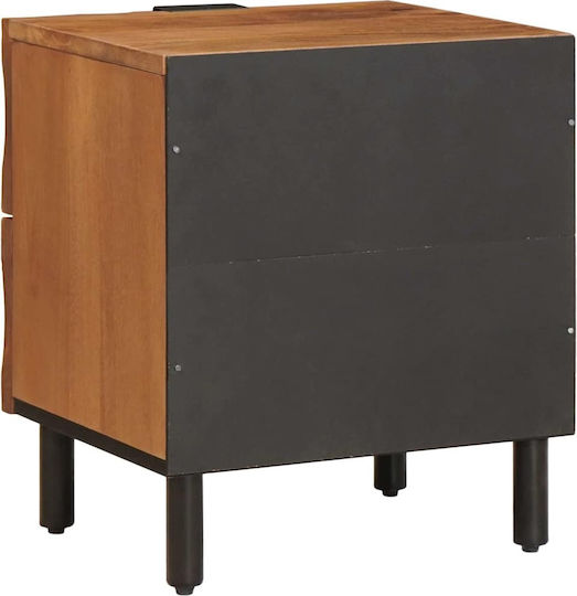 vidaXL Bedside Tables Made of Solid Mango Wood and Glass Set of 2 40x33.5x46cm