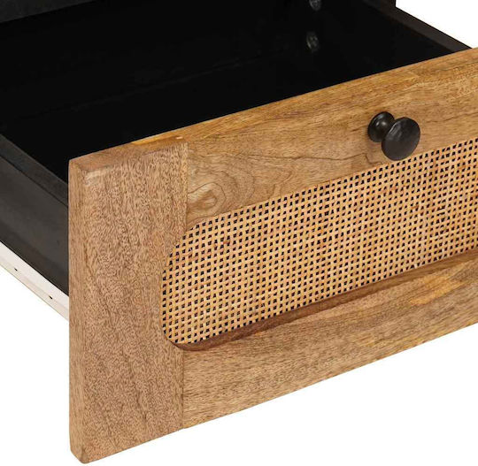 vidaXL Bedside Tables Made of Solid Mango Wood and Glass Set of 2 40x33x46cm