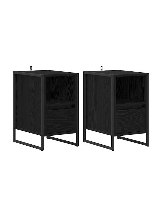 Noptiere Negre 2buc 39.5x30x50cm