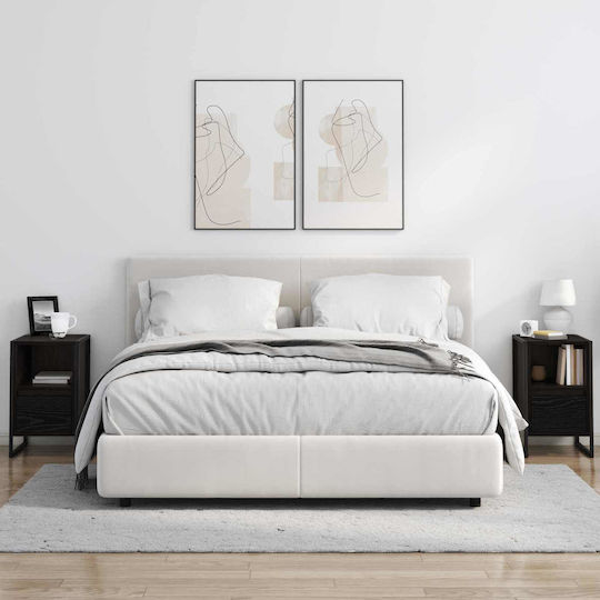 Wooden Bedside Tables Black Set of 2 39.5x30x50cm