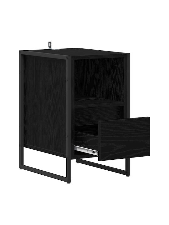 Wooden Bedside Table Black 39.5x30x50cm