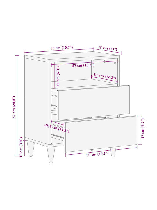 Nachttisch Solid mango wood 50x33x60cm