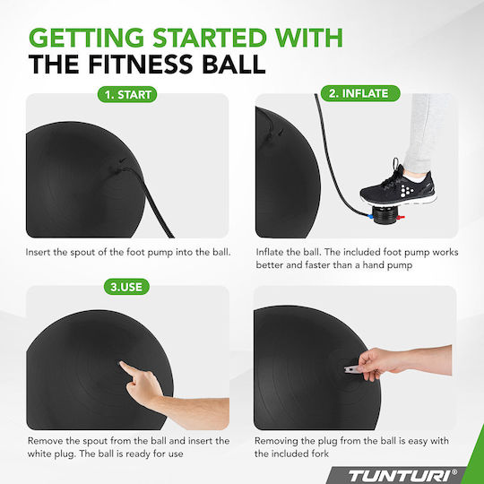 Tunturi Ball Pilates 90cm in Schwarz Farbe