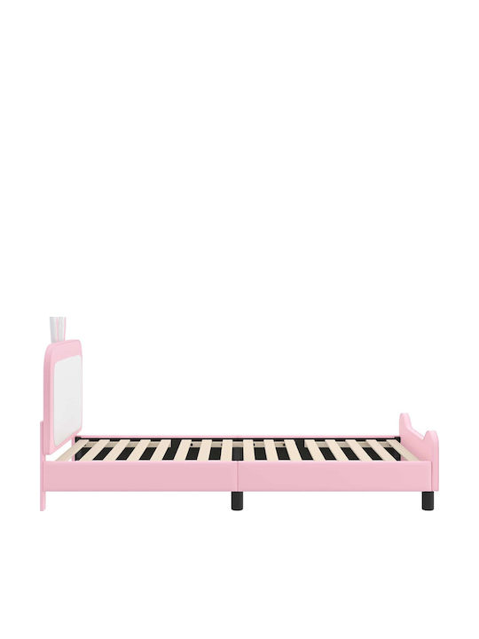 Pat pentru Copii Clasic Single cu Spațiu de Depozitare Roz pentru Saltea 90x200cm