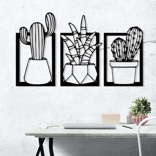 Wallity Decorative Silhouette Nazen Black Made of Metal 49x29cm 3 Pieces
