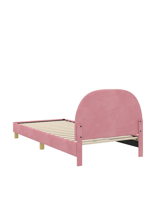 Pat pentru Copii Single cu Spațiu de Depozitare Roz pentru Saltea 90x190cm