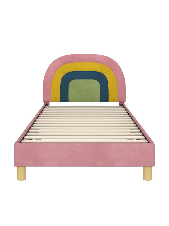 Pat pentru Copii Single cu Spațiu de Depozitare Roz pentru Saltea 90x190cm