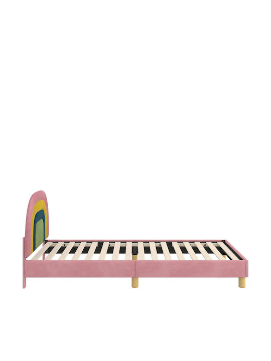 Pat pentru Copii Single cu Spațiu de Depozitare Roz pentru Saltea 90x190cm